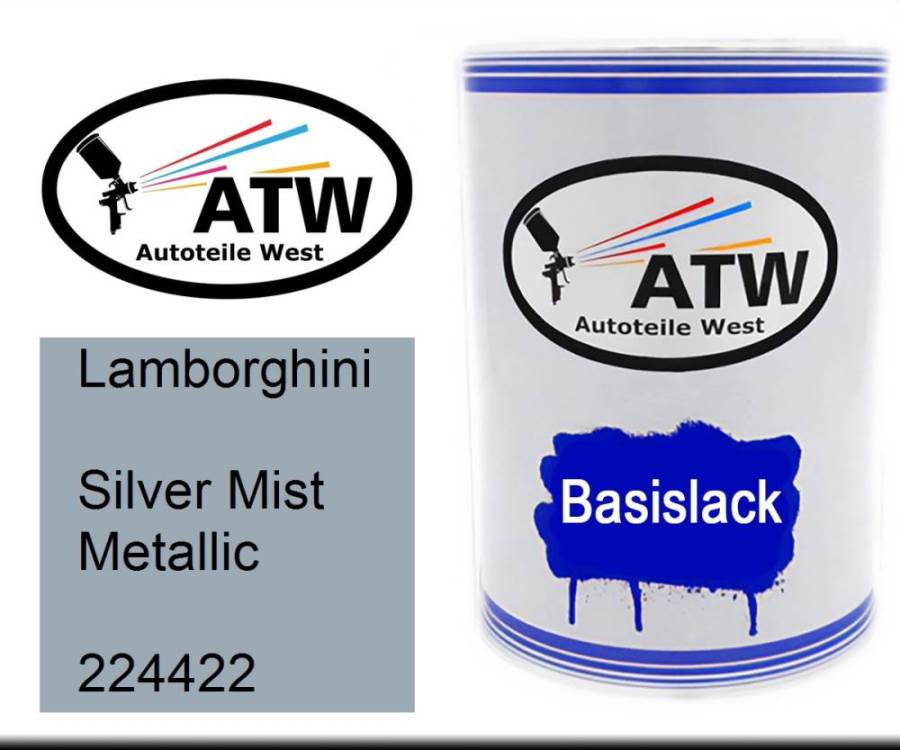 Lamborghini, Silver Mist Metallic, 224422: 500ml Lackdose, von ATW Autoteile West.